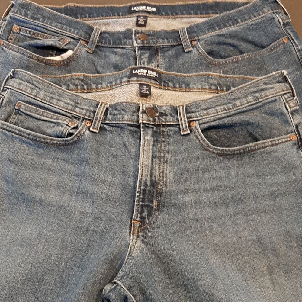 Lands End Square Rigger Straight Fit Jeans Bundle of 2